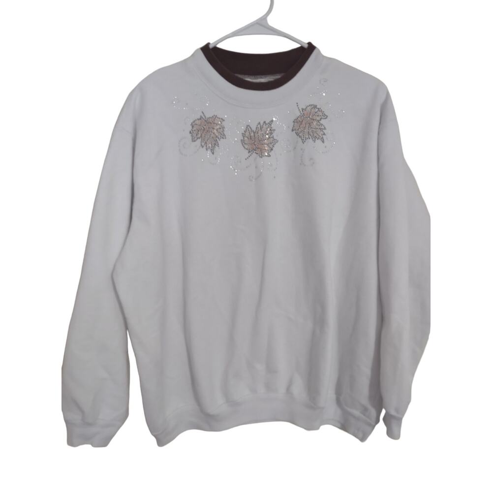 Top Stitch By Morning Sun Fall Sweatshirt Size Large Petite Classic Preppy Cozy‎